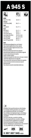 Комплект стеклоочистителей Bosch Aerotwin A945S